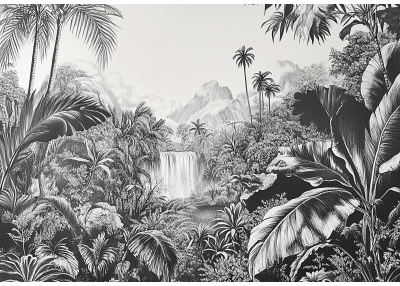 Фототапет с тропическа джунгла и водопад